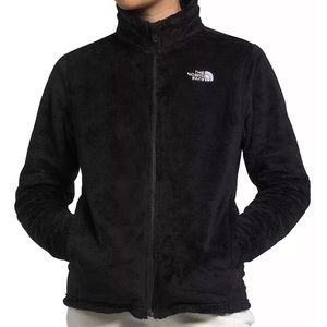 NWT Black North Face High Fleece Zip Up Jacket, logo on chest and back shoulder